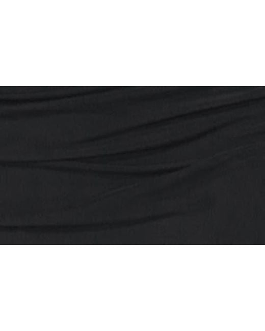 Bebe Black Ruched Mesh Midi Slipdress