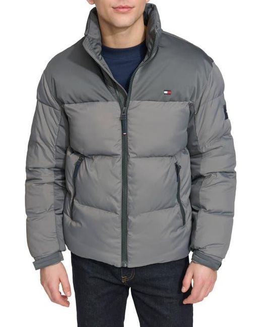 Tommy Hilfiger Gray Matte Water Resistant Puffer Jacket for men