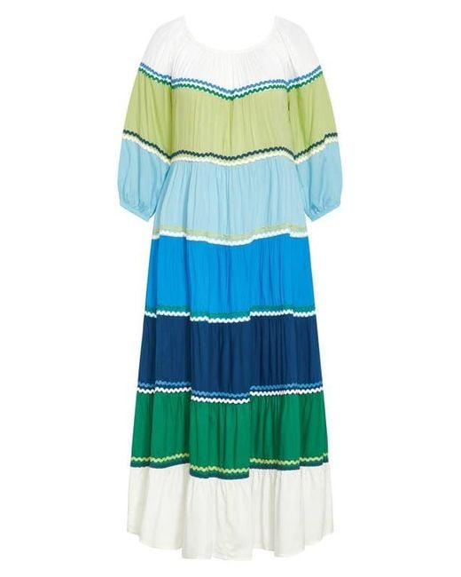 City Chic Blue Color Fun Off The Shoulder Maxi Dress