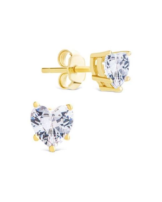 Sterling Forever Metallic Cubic Zirconia Heart Stud Earrings