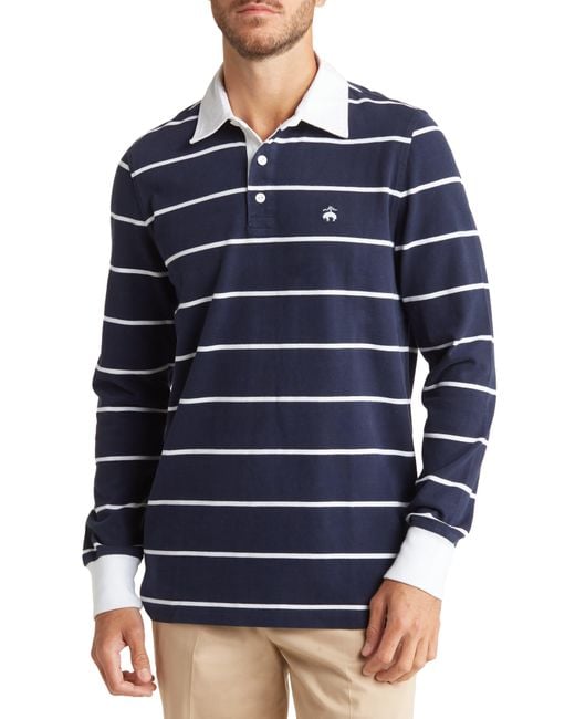 Brooks Brothers Stripe Long Sleeve Rugby Polo in Blue for Men Lyst