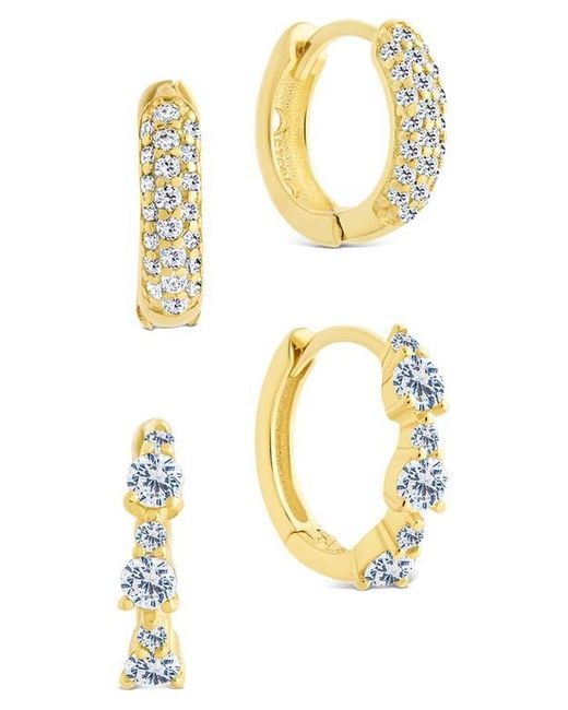 Sterling Forever Metallic Lioren Set Of 2 Assorted Cubic Zirconia Micro Huggie Hoop Earrings