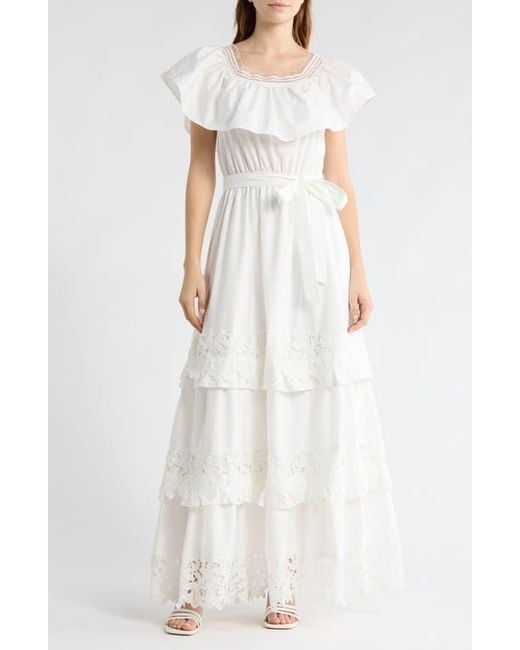 love by design off the shoulder dress Love By Design Jane Off The Shoulder Maxi Dress in White
