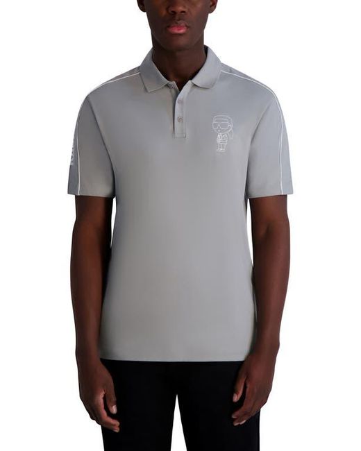 Karl Lagerfeld Gray Karl Print Stretch Cotton Polo for men