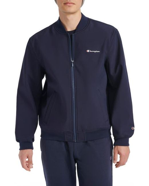 Champion Blue Softshell Varsity Bomber Jacket for men