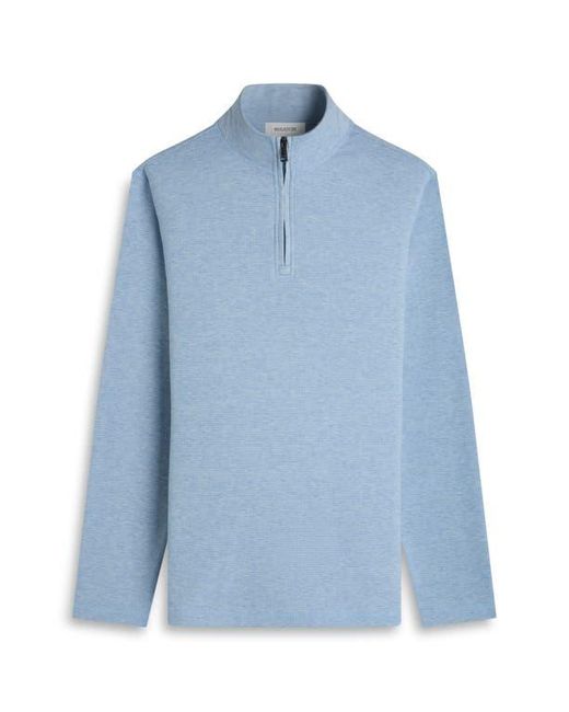 Bugatchi Blue Houndstooth Patern Quarter Zip Top for men