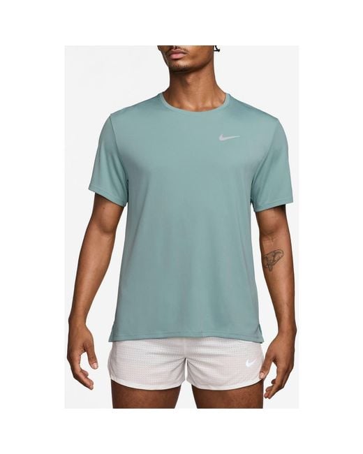 Nike Green Dri-Fit Uv Miler Short Sleeve Running Top for men