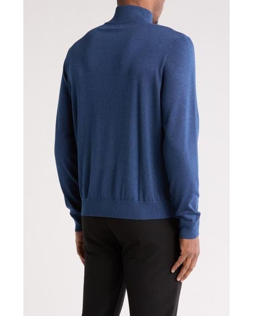 Tom Baine Blue Solid Quarter Zip Pullover for men