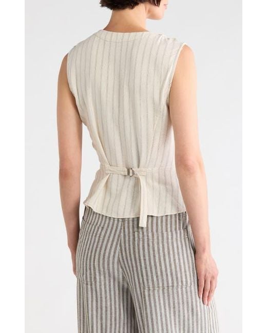 Max Studio Natural Pinstripe Button Front Vest