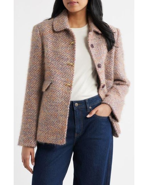 Cece Blue Sequin Tweed Swing Jacket