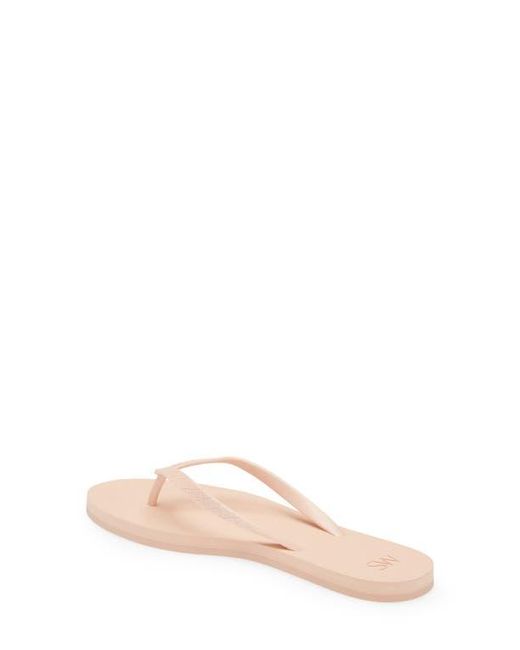 Stuart Weitzman Pink Embossed Croc Flip Flops