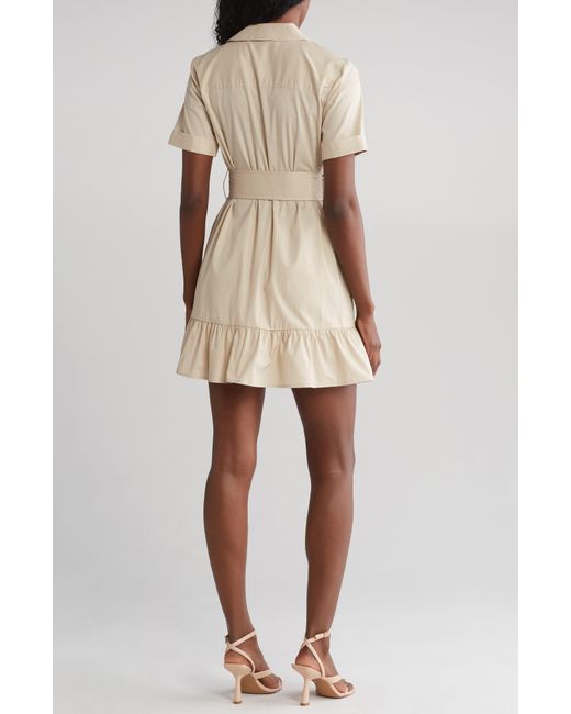 DONNA MORGAN FOR MAGGY Natural Belted Stretch Cotton Dress