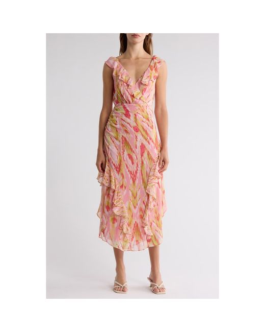Ramy Brook Pink Anika Ruffle Chiffon Maxi Dress