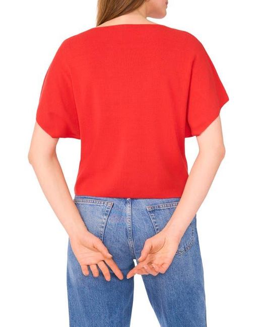 Halogen® Red Short Sleeve Crop Sweater