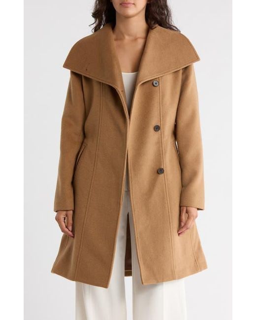Bernardo Brown Wool Blend Wrap Coat
