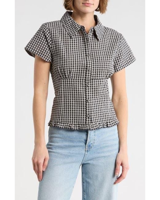 Vigoss Black Gingham Fitted Top