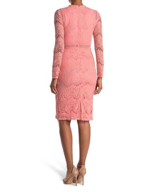 Love By Design Pink Lace Long Sleeve Midi Dress