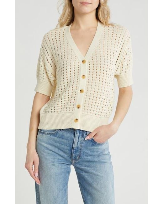 Melrose and Market Blue Cotton Short Sleeve Cardigan
