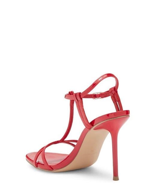 Steve Madden Deeva T-Strap Sandal in Red | Lyst