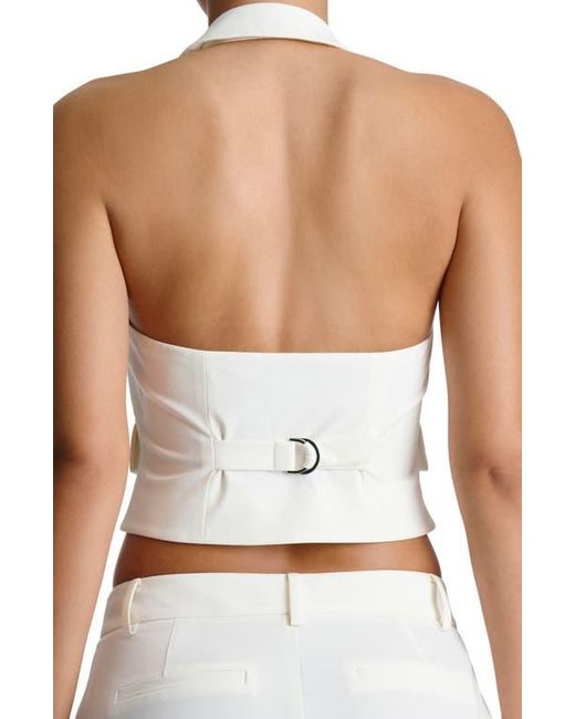 Naked Wardrobe White Halter Crop Vest
