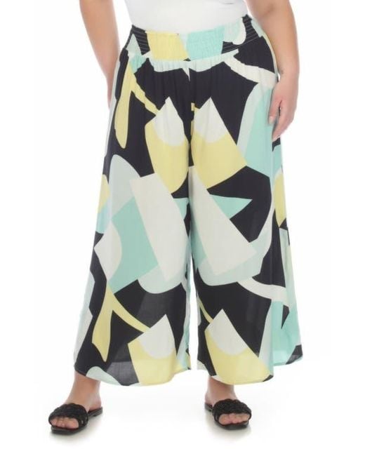 Boho Me Blue Patterned Smocked Pull-On Pants