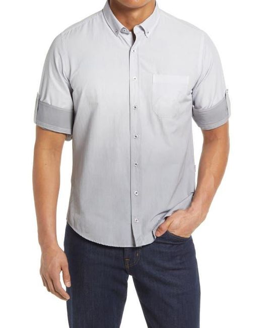 Stone Rose Gray Long Sleeve Stretch Button-Down Shirt for men