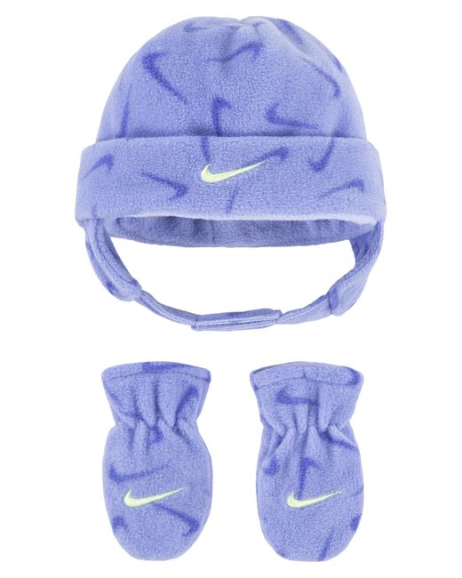 Nike Fleece Trapper Hat & Mittens Set in Blue Lyst