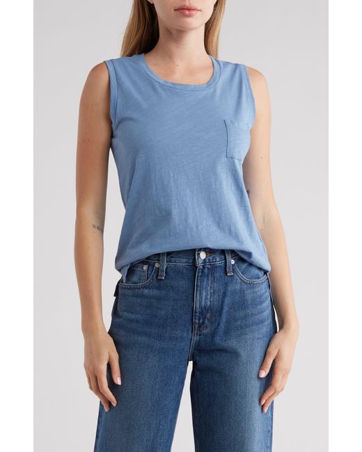 Madewell Blue Whisper Cotton Pocket Muscle Tank