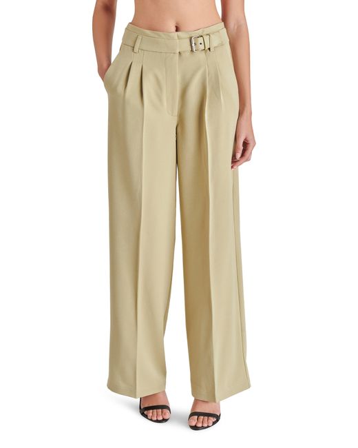 Steve Madden Natural Buckled Pleated Front Pants