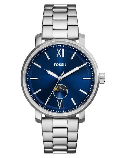 Fossil Metallic Rhett Moon Phrase Bracelet Watch, 43Mm for men