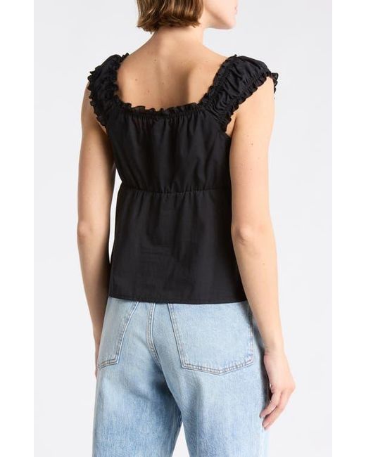 Abound Black Button Front Cotton Top