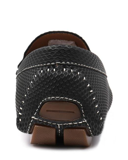 Aston Marc Black Textured Faux Leather Bit Loafers for men