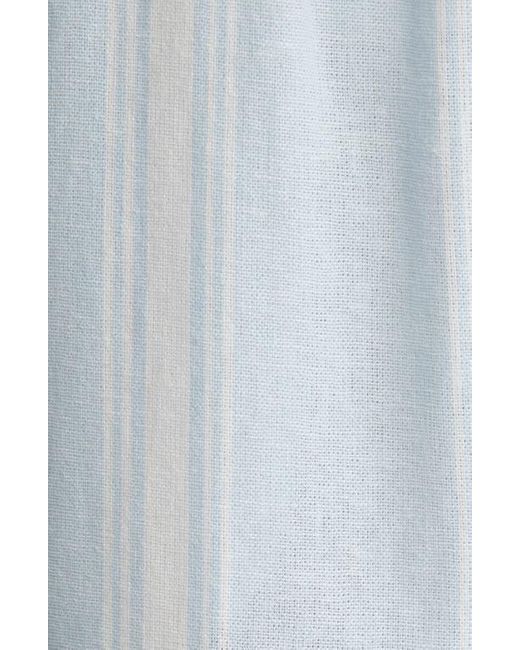 Caslon White Stripe Drawstring Wide Leg Linen Blend Pants