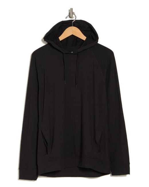 90 Degrees Black Heathered Raglan Pullover Hoodie for men