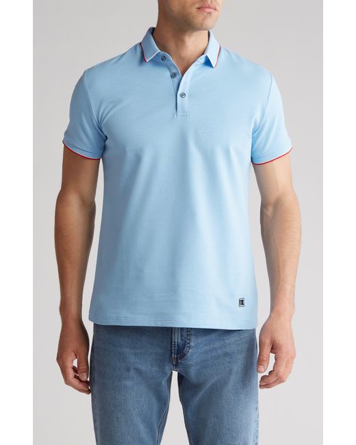 T.R. Premium Blue Tipped Short Sleeve Knit Polo for men