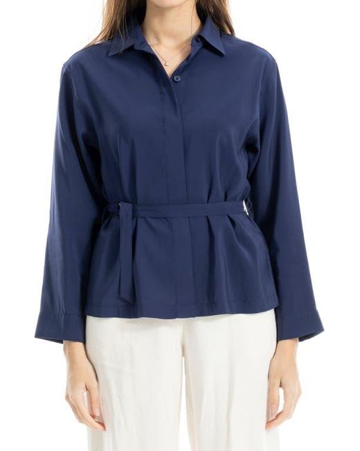 Max Studio Blue Belted Shirt