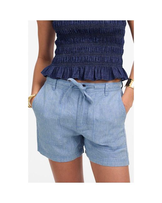 Madewell Blue Drawstring Linen Shorts