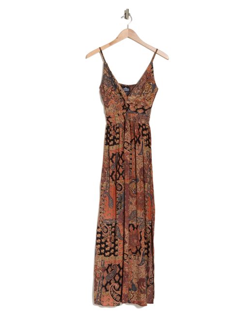Angie Brown Twisted Front Keyhole Maxi Dress