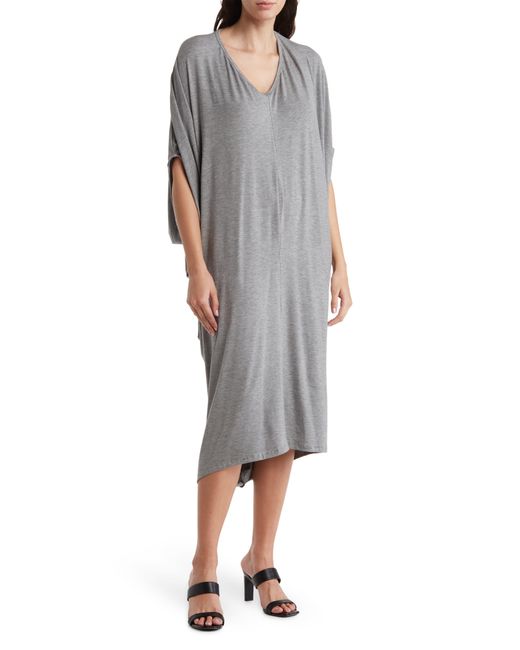 Go Couture Gray Dolman Batwing Sleeve Midi Dress