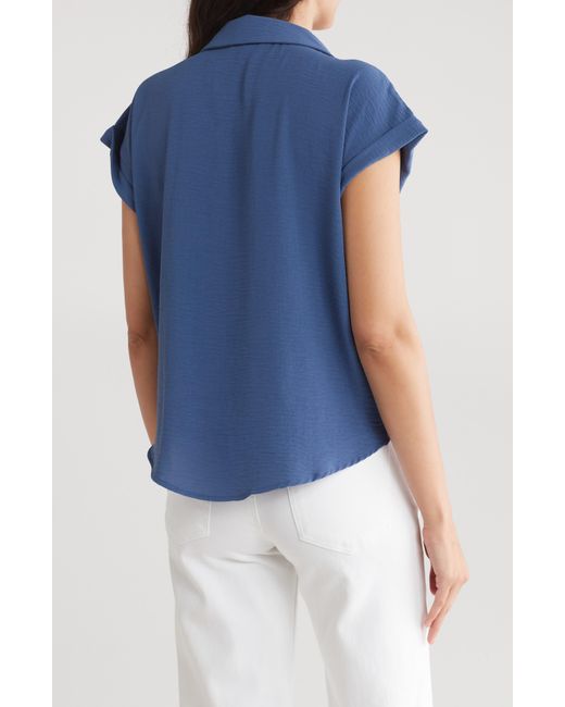 Pleione Blue Airflow Wrap Front Shirt