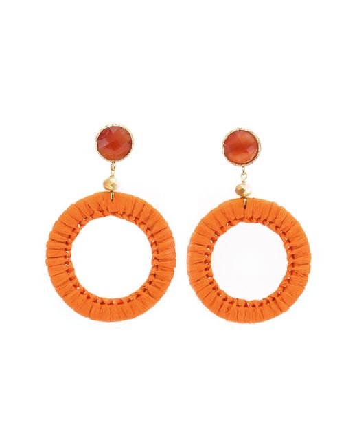 Panacea Orange Crystal Raffia Drop Earrings