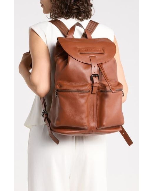 Longchamp Brown Lc3D Large Leather Backpack