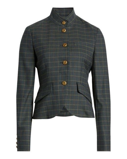 Rag & Bone Black Slade Plaid Crop Wool Blend Blazer
