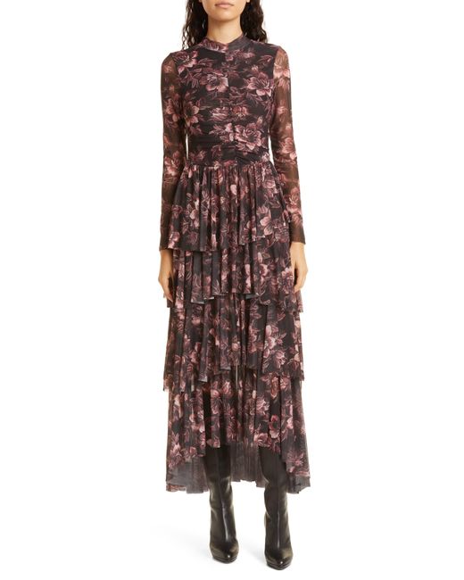 Ted Baker Brown Janeti Tiered Long Sleeve Dress