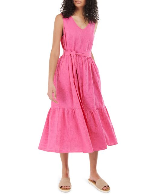 Barbour Pink Sea Daisy Cotton Seersucker Dress