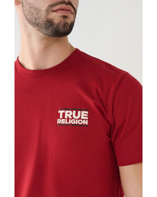 True Religion Red Half Buddha Tr Cotton Crew T-shirt for men