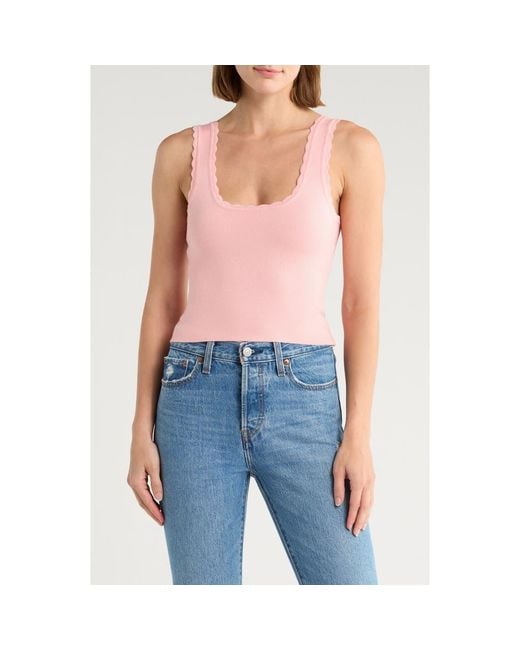 NSR Pink Scalloped Knit Tank