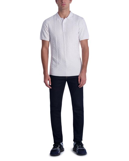 Karl Lagerfeld Logo Jacquard Cotton & Modal Polo Sweater in White for ...