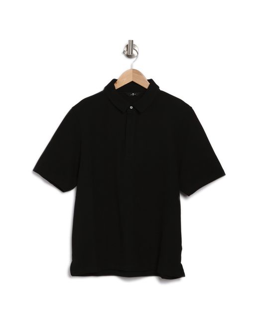 7 For All Mankind Black Cotton Piqué Polo for men