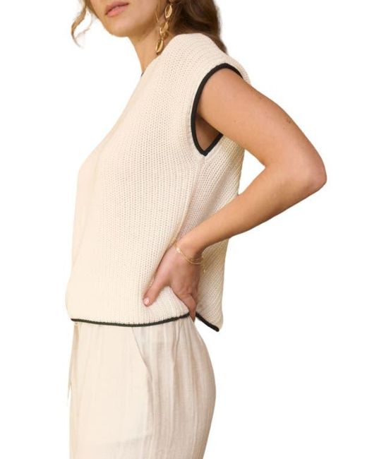 Blu Pepper Natural Cap Sleeve Button Back Sweater